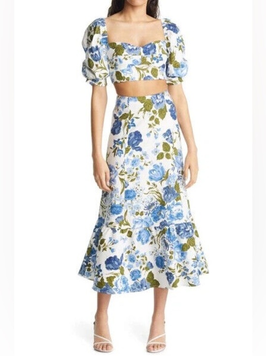Reformation Dresses & Skirts - NWT Reformation Sunnie Lucca Two Piece Crop Top Midi Skirt Ruffle Women's Size 6